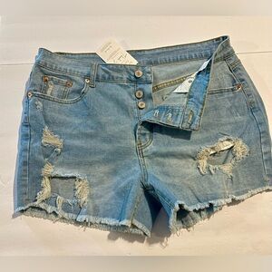 Trendy Blue Distressed Jean Shorts